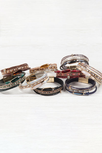 MIXED LINE LEATHER BRACELET/6PCS