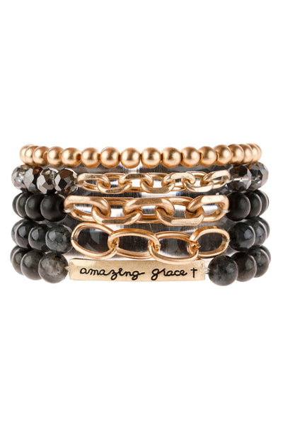 AMAZING GRACE CHARM MULTILINE BEADED BRACELET