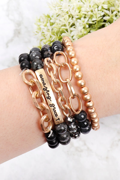 AMAZING GRACE CHARM MULTILINE BEADED BRACELET