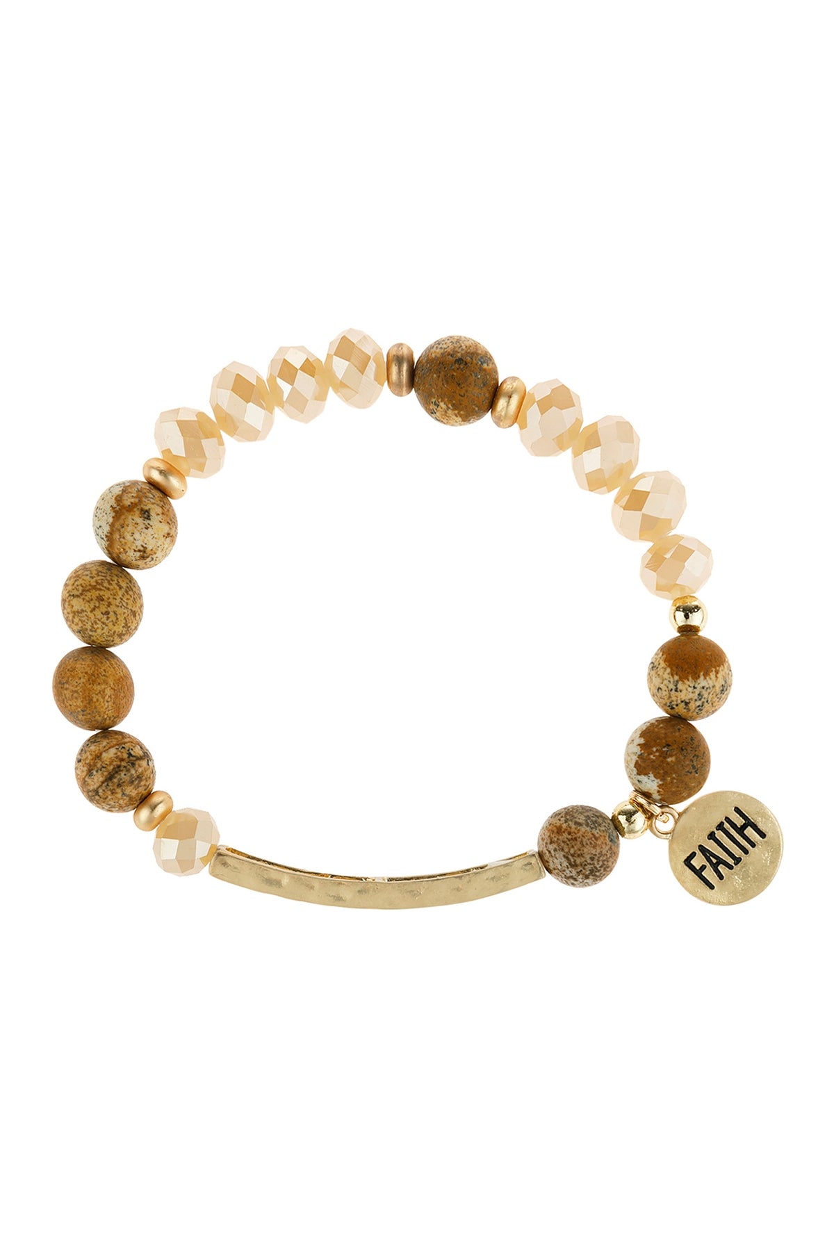 MIXED BEADS FAITH CHARM BRACLET