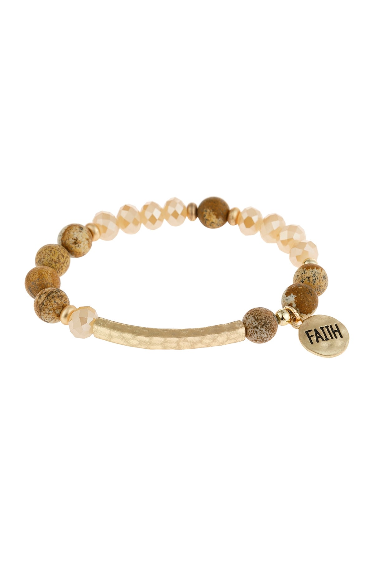 MIXED BEADS FAITH CHARM BRACLET