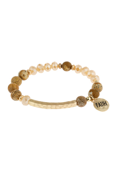 MIXED BEADS FAITH CHARM BRACLET