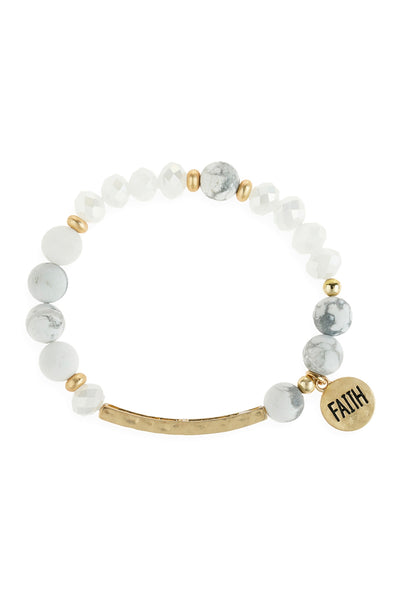 MIXED BEADS FAITH CHARM BRACLET