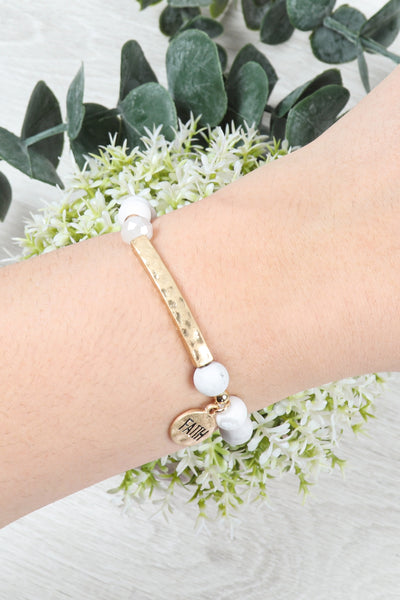 MIXED BEADS FAITH CHARM BRACLET