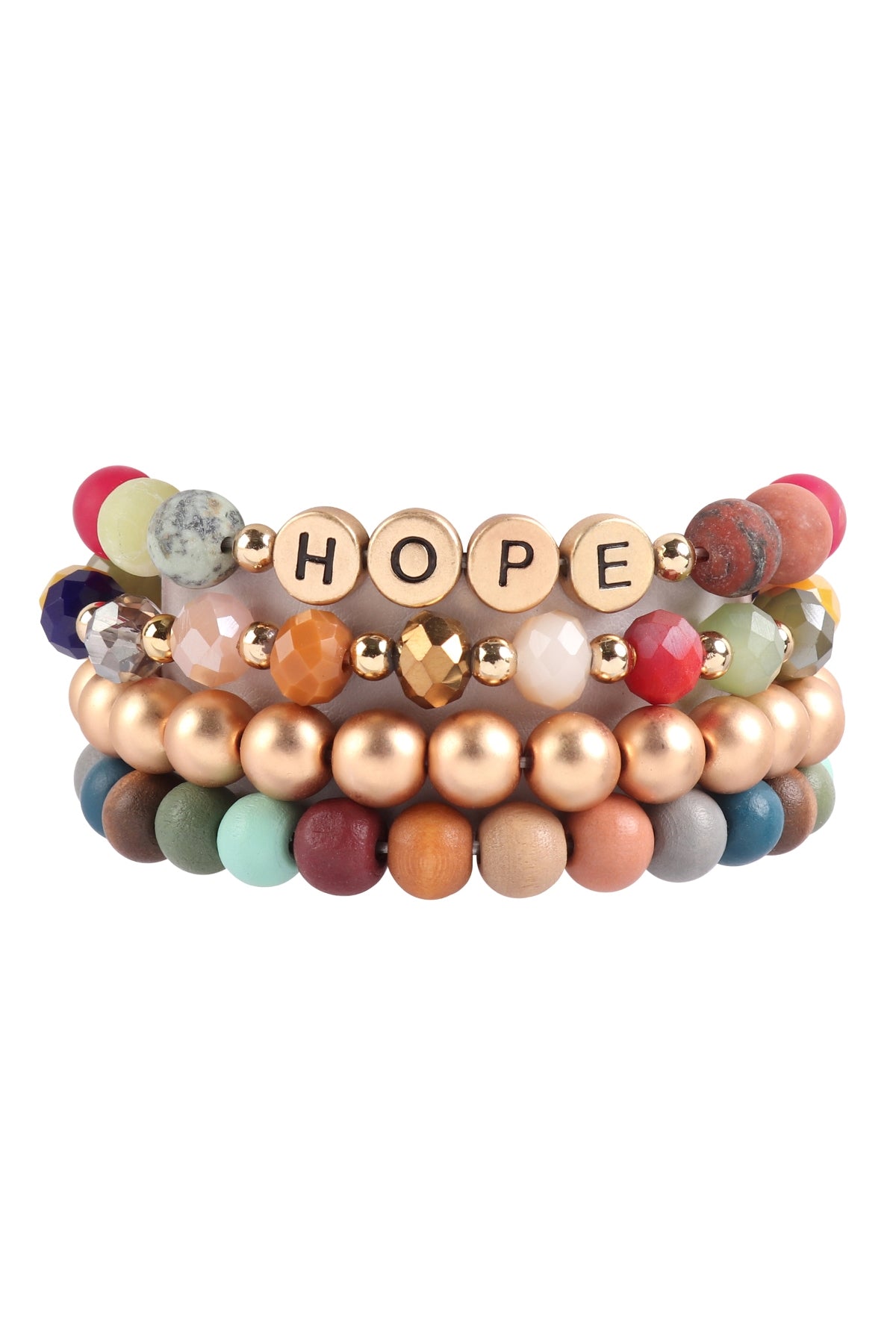 HOPE CHARM MULTILINE BEADED BRACELET