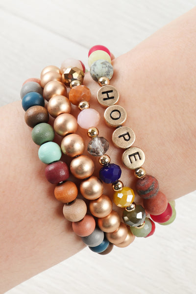 HOPE CHARM MULTILINE BEADED BRACELET