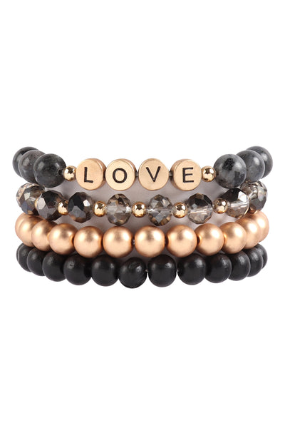LOVE CHARM MULTILINE BEADED BRACELET