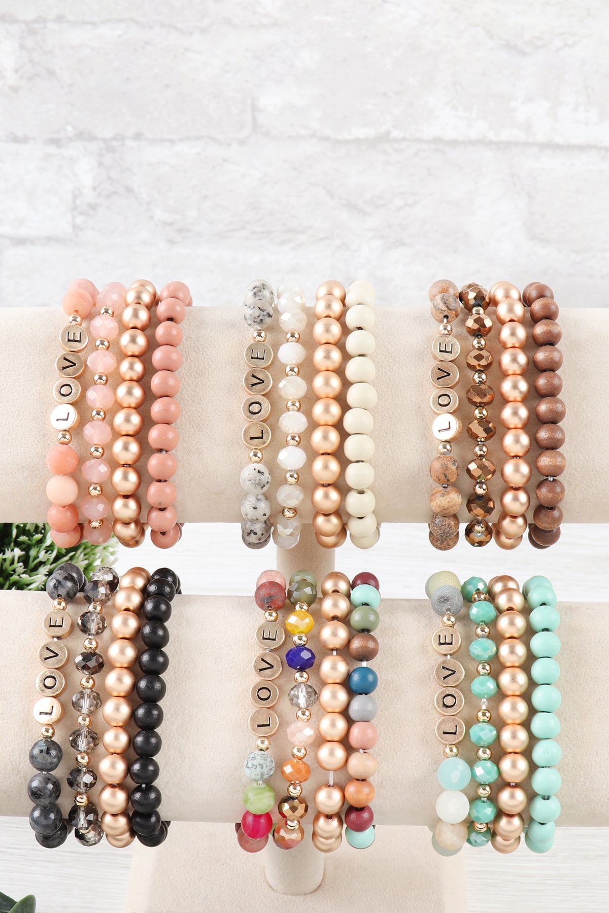 LOVE CHARM MULTILINE BEADED BRACELET