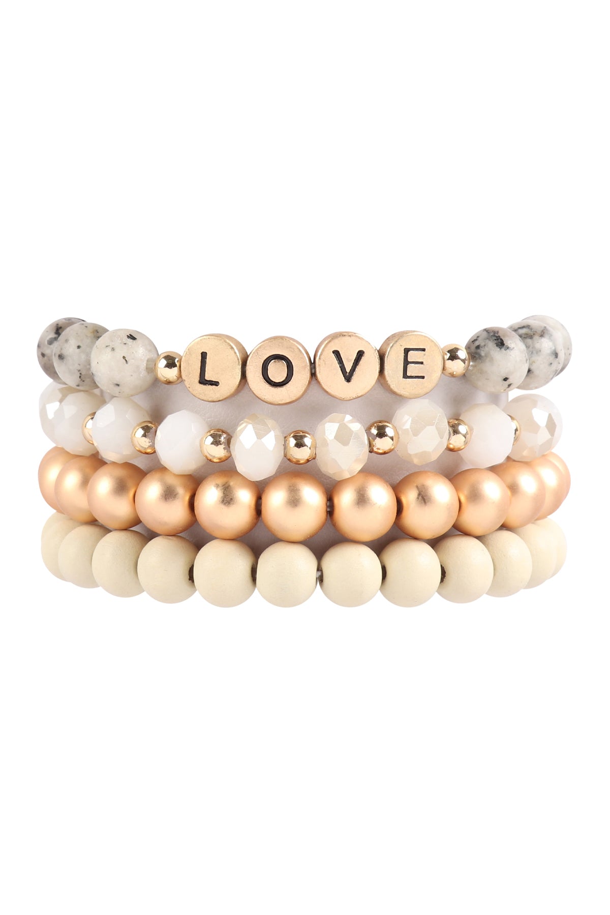 LOVE CHARM MULTILINE BEADED BRACELET