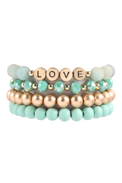 LOVE CHARM MULTILINE BEADED BRACELET