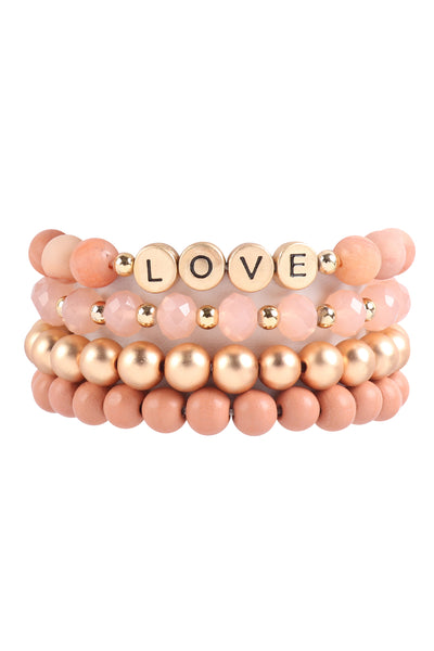 LOVE CHARM MULTILINE BEADED BRACELET