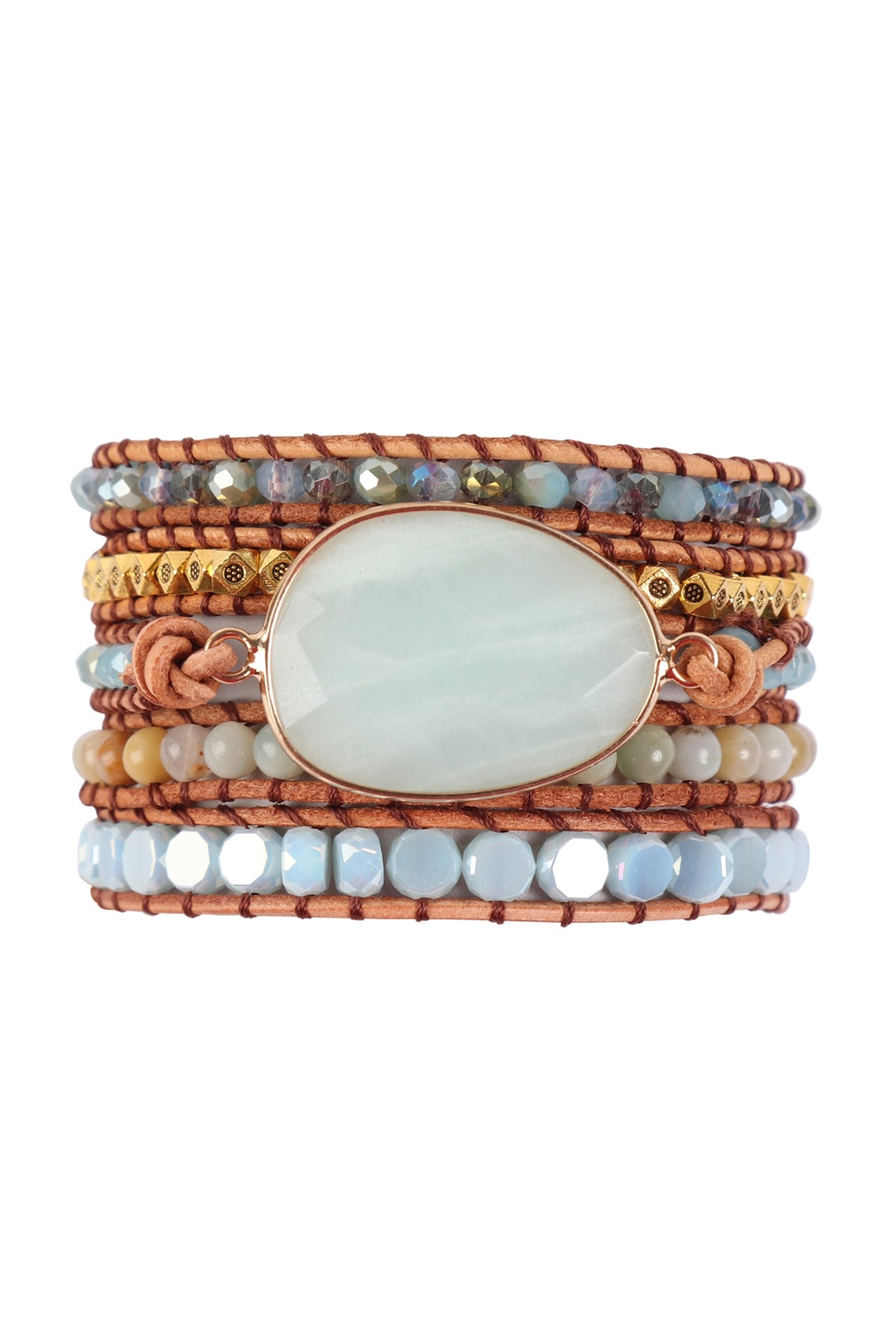 NATURAL STONE CHARM MULTIBEADS BRACELET