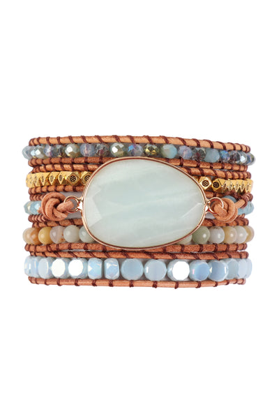 NATURAL STONE CHARM MULTIBEADS BRACELET
