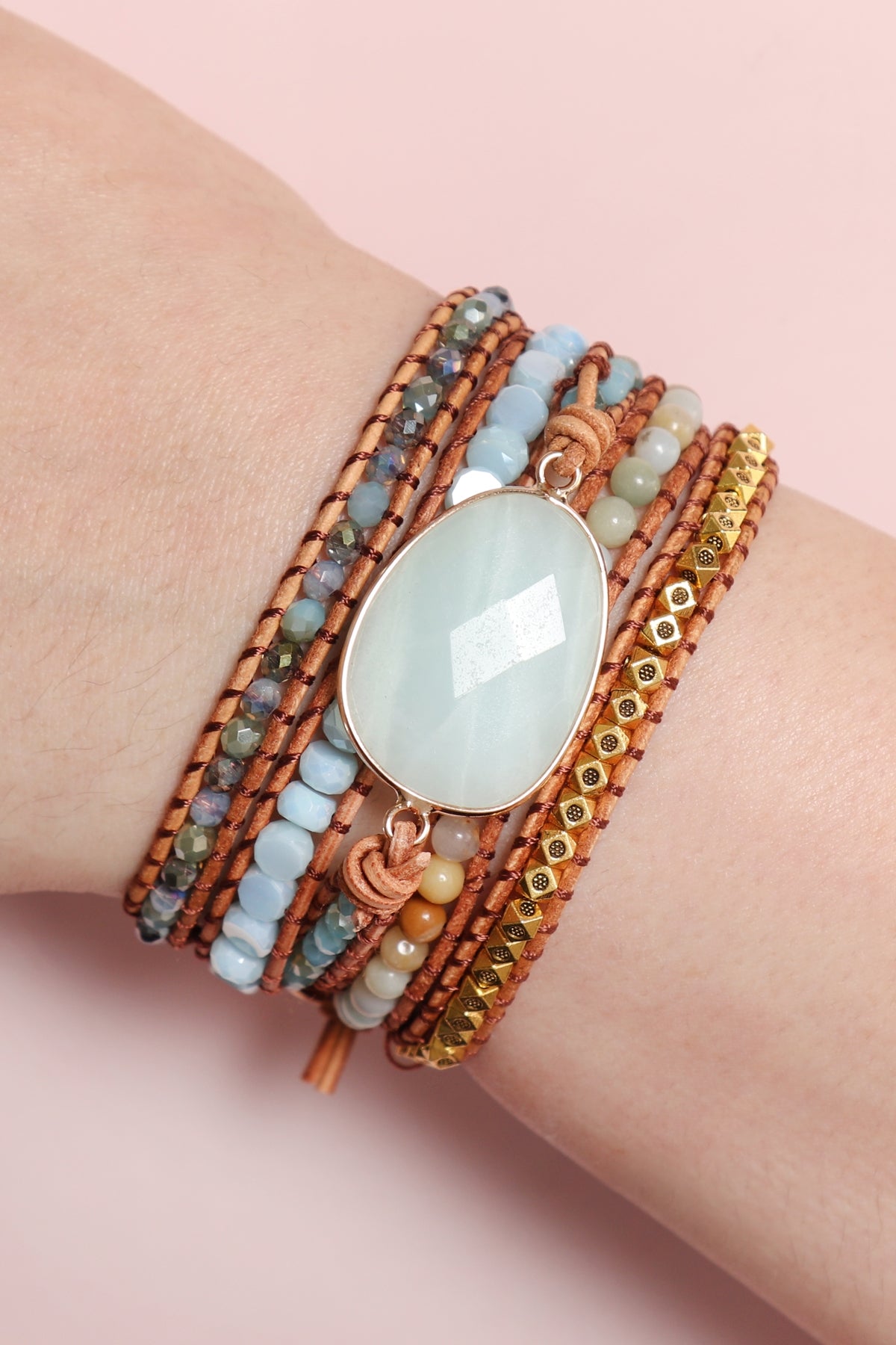 NATURAL STONE CHARM MULTIBEADS BRACELET