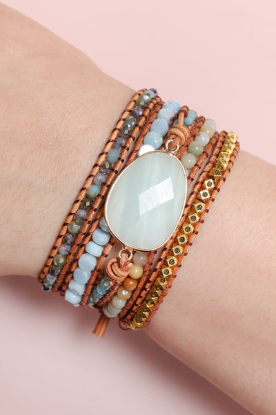 NATURAL STONE CHARM MULTIBEADS BRACELET