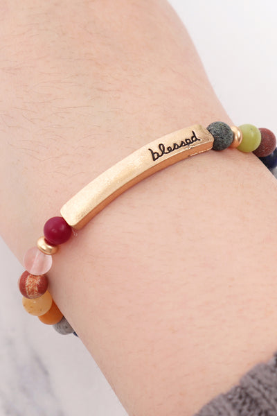 "BLESSED" CHARM BEADS BRACLET