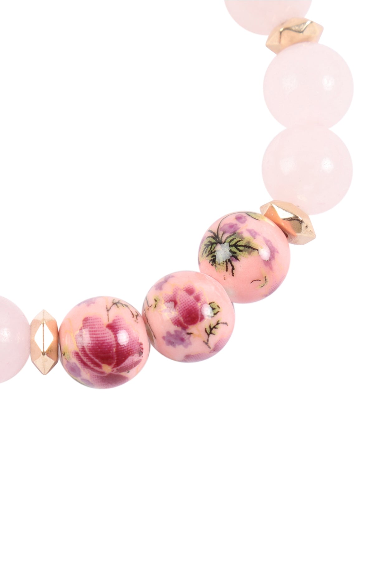 FLORAL PAINTED STONE BEADS BRACELET