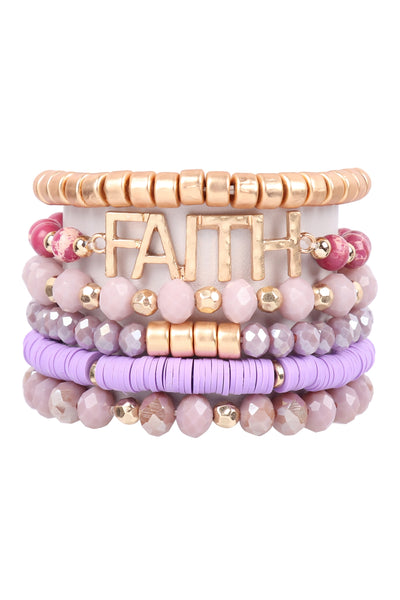 MIX BEADS FAITH CHARM BRACELET