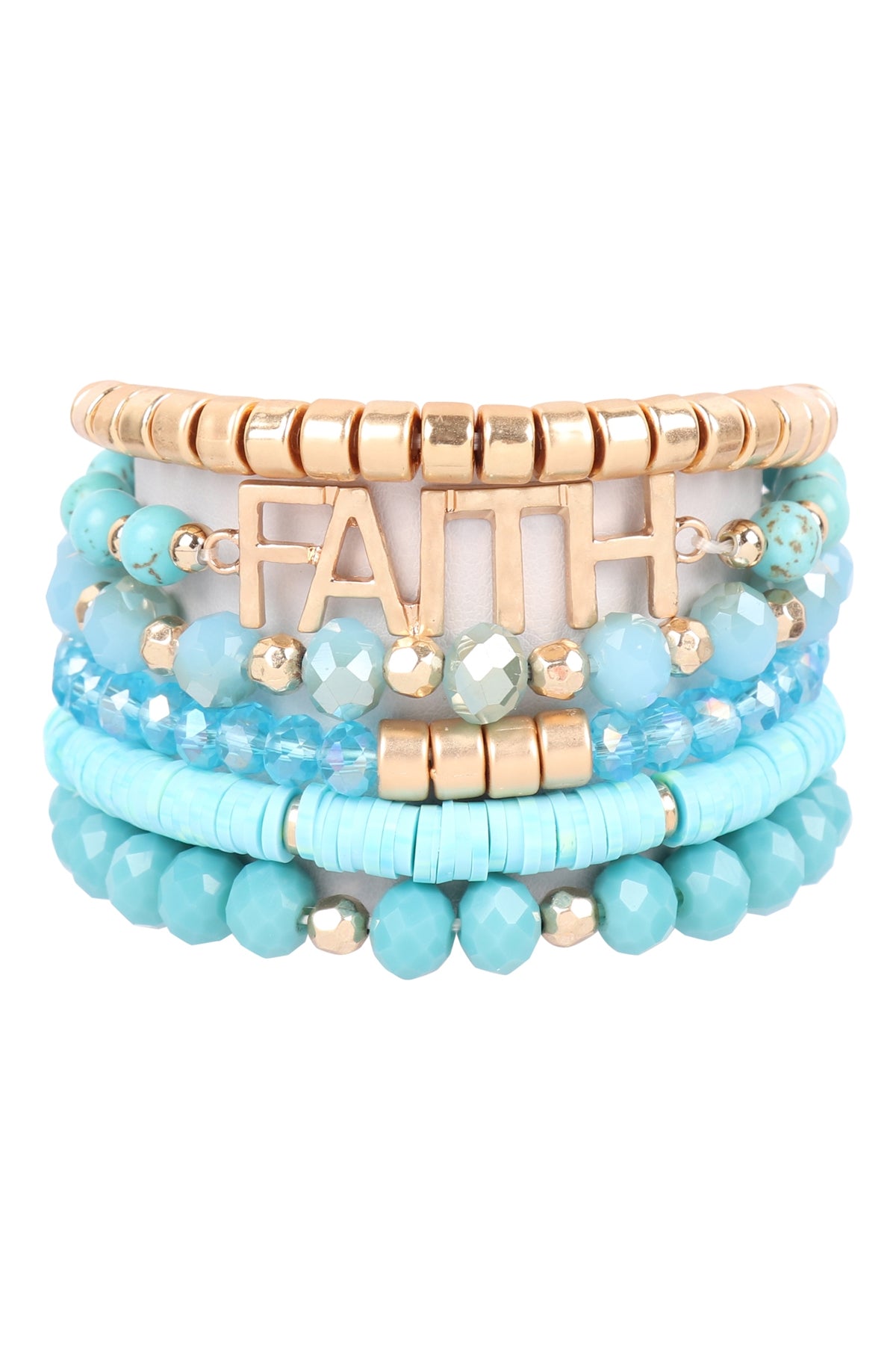 MIX BEADS FAITH CHARM BRACELET