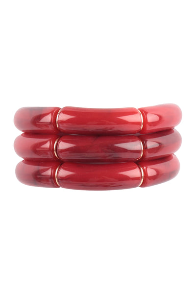 TUBULAR BEAD ACRYLIC 3 SET BANGLE BRACELET