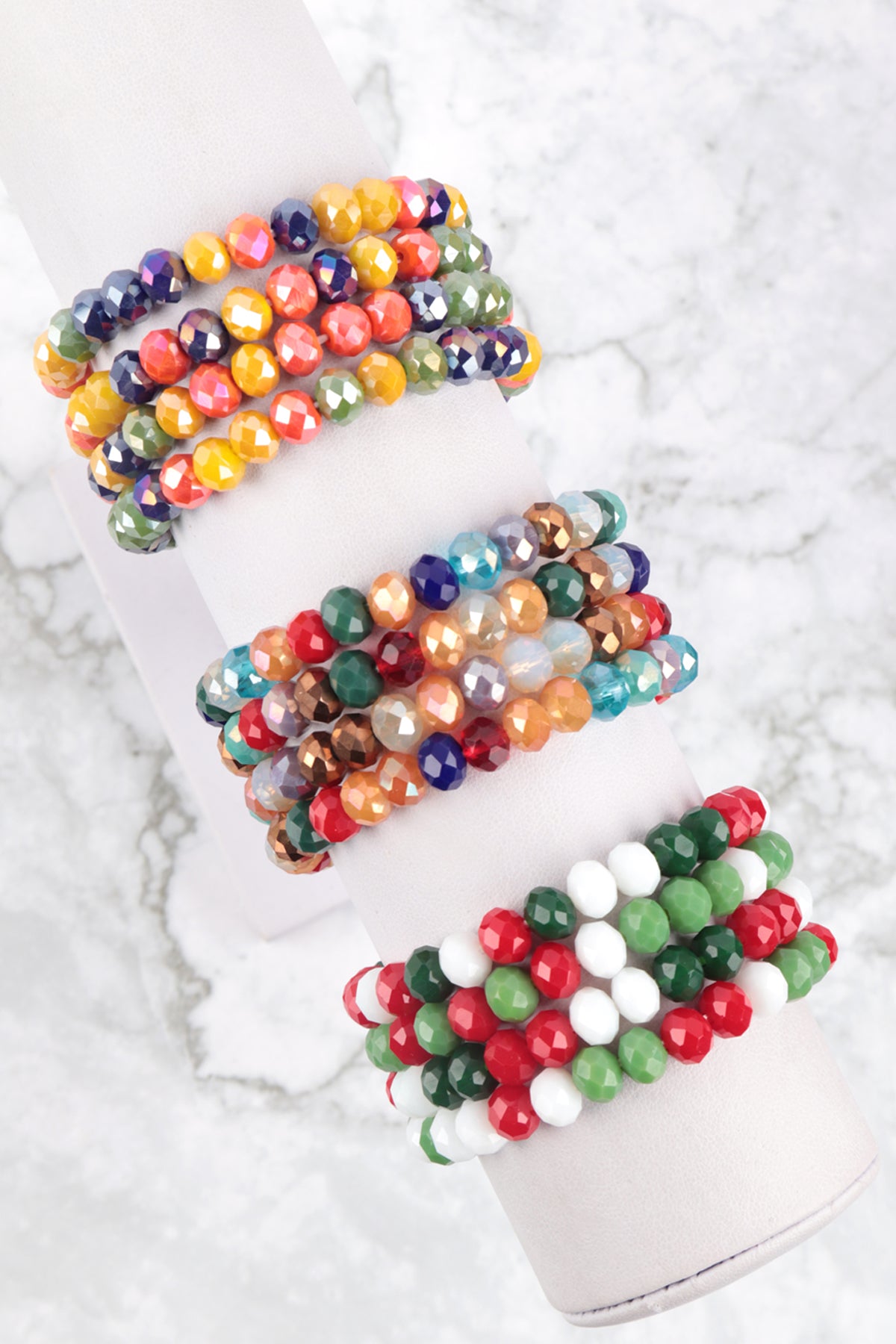 RONDELLE BEADS 4 LAYERED STACKABLE STRETCH BRACELET SET (NOW $ 2.00 ONLY!)