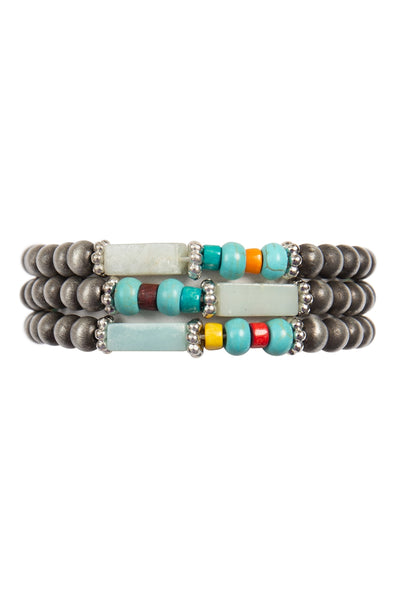 BOHO WOOD BEADS LAYERED WESTERN BRACELET