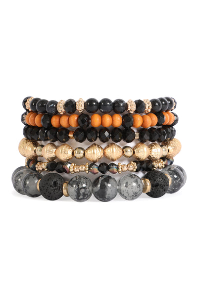 CHARM MIX BEADS MULTILAYER STRETCH BRACELET