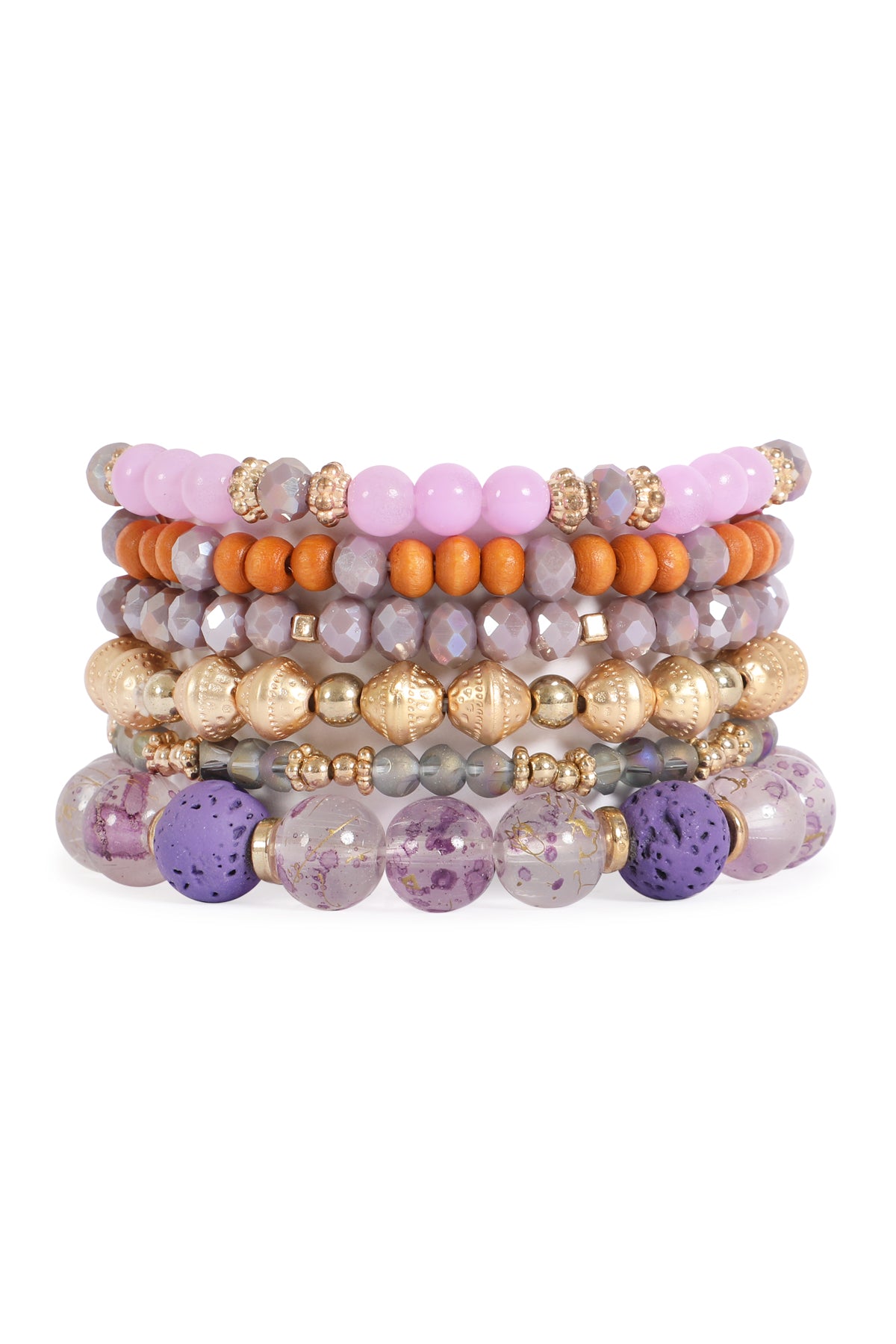 CHARM MIX BEADS MULTILAYER STRETCH BRACELET