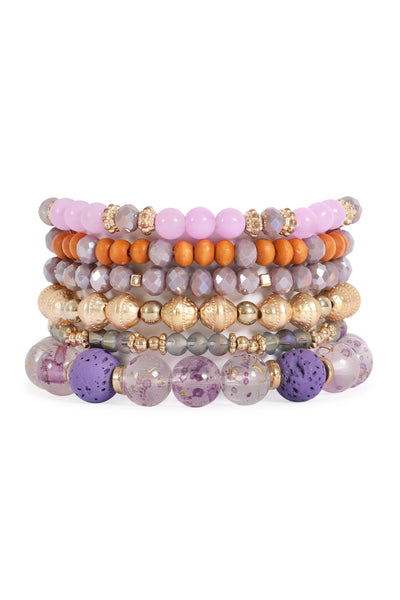 CHARM MIX BEADS MULTILAYER STRETCH BRACELET