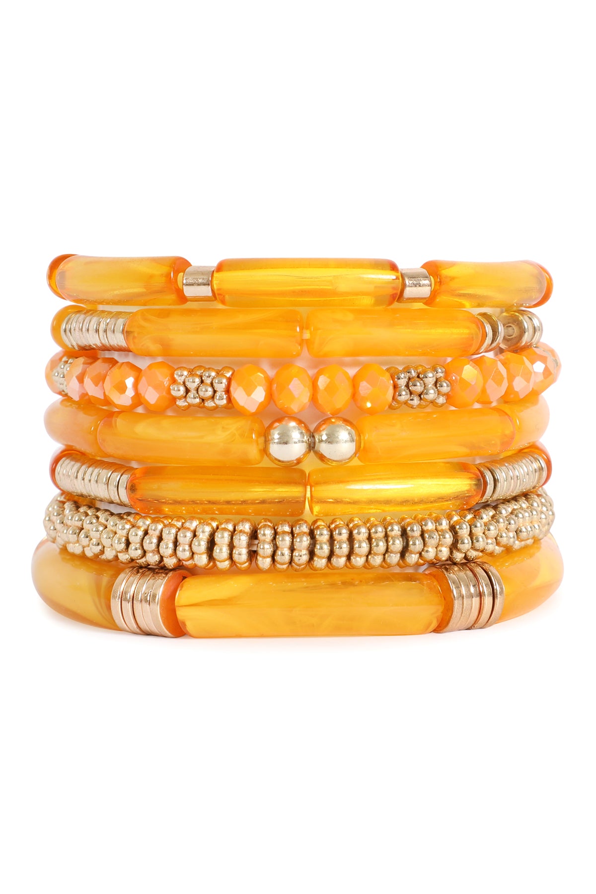 MIX BEADS, TUBULAR, CCB, RONDELLE STRETCH STACKABLE BRACELET