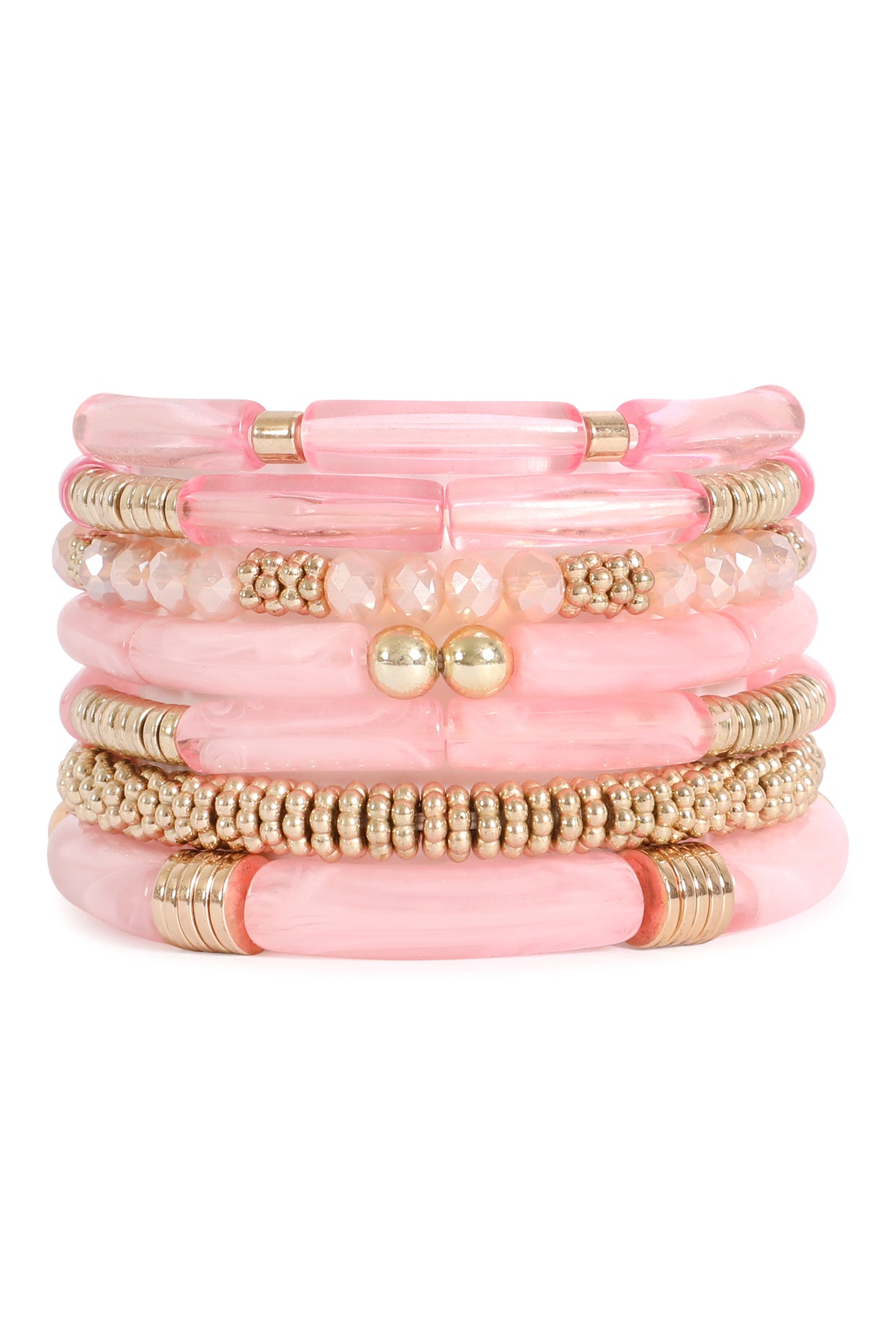 MIX BEADS, TUBULAR, CCB, RONDELLE STRETCH STACKABLE BRACELET