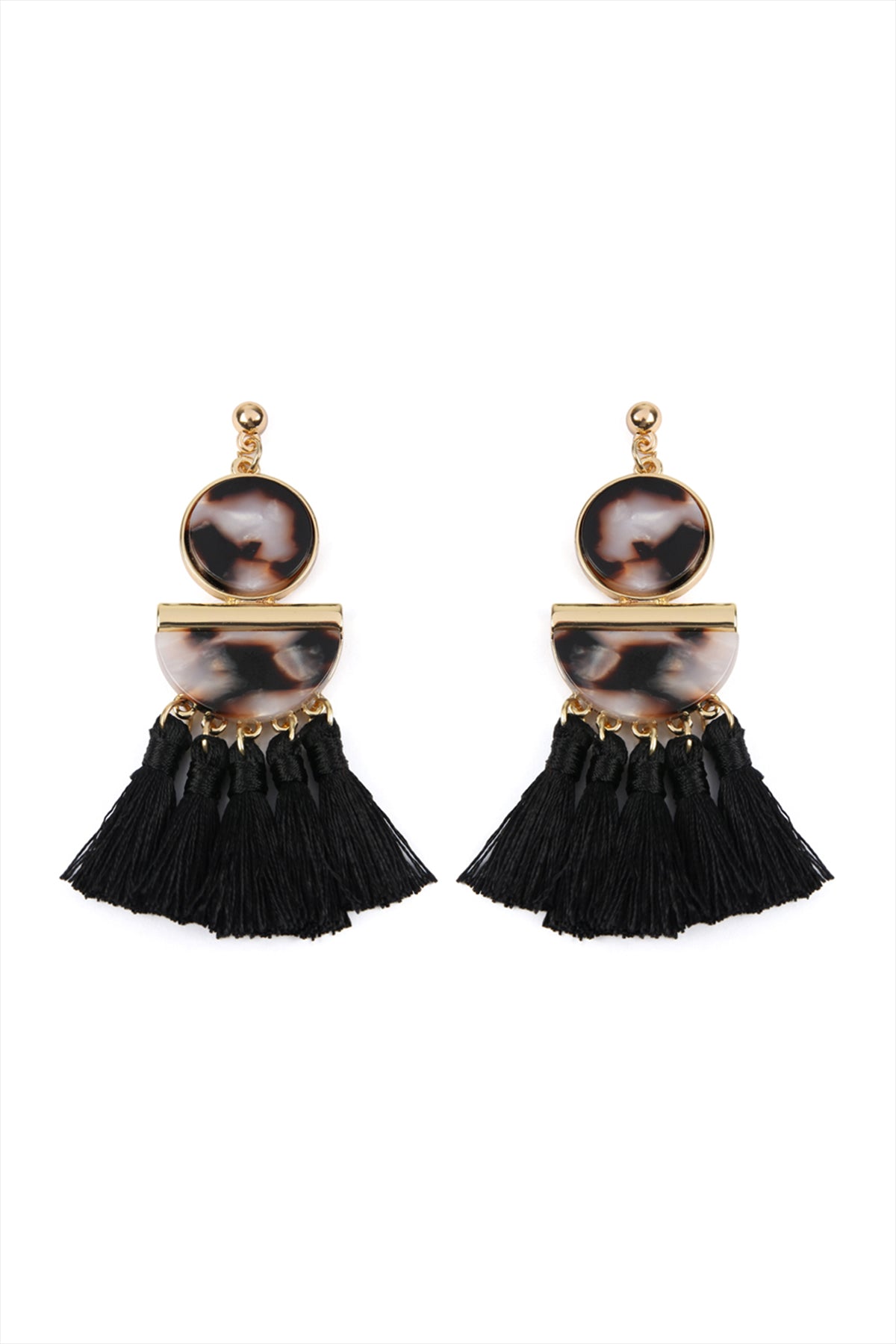 DANGLING RESIN WITH TASSEL EARRINGS