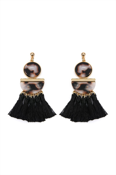 DANGLING RESIN WITH TASSEL EARRINGS