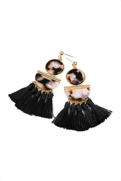 DANGLING RESIN WITH TASSEL EARRINGS