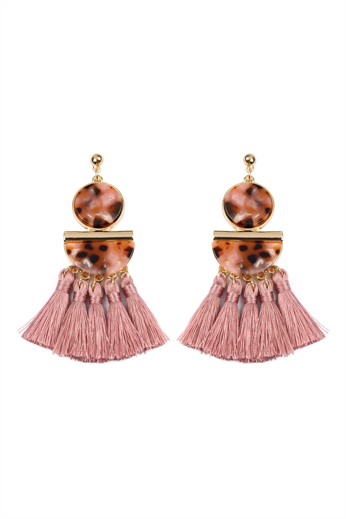 DANGLING RESIN WITH TASSEL EARRINGS