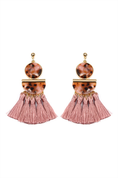 DANGLING RESIN WITH TASSEL EARRINGS