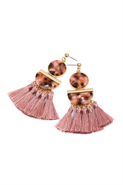 DANGLING RESIN WITH TASSEL EARRINGS