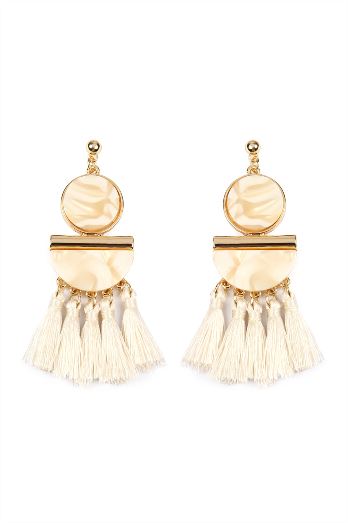 DANGLING RESIN WITH TASSEL EARRINGS