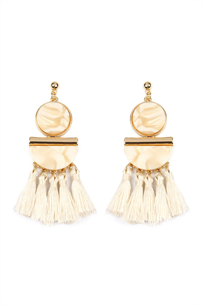 DANGLING RESIN WITH TASSEL EARRINGS