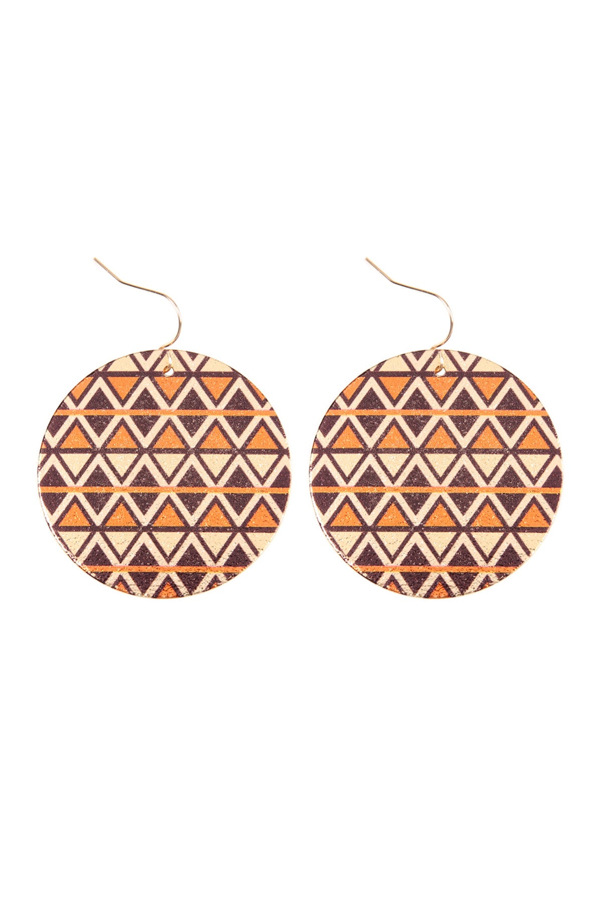 CHEVRON DISC HOOK DROP EARRINGS