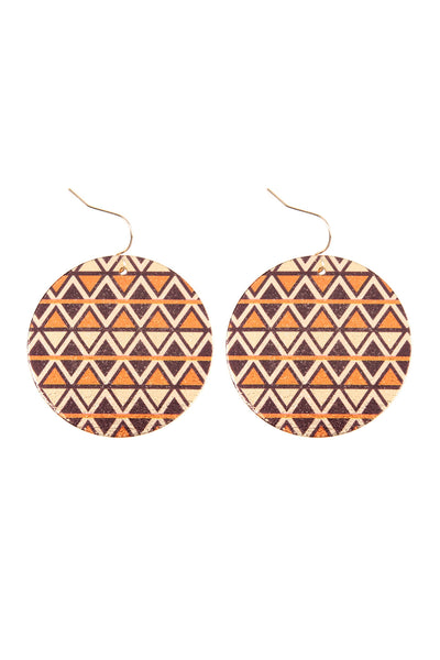 CHEVRON DISC HOOK DROP EARRINGS