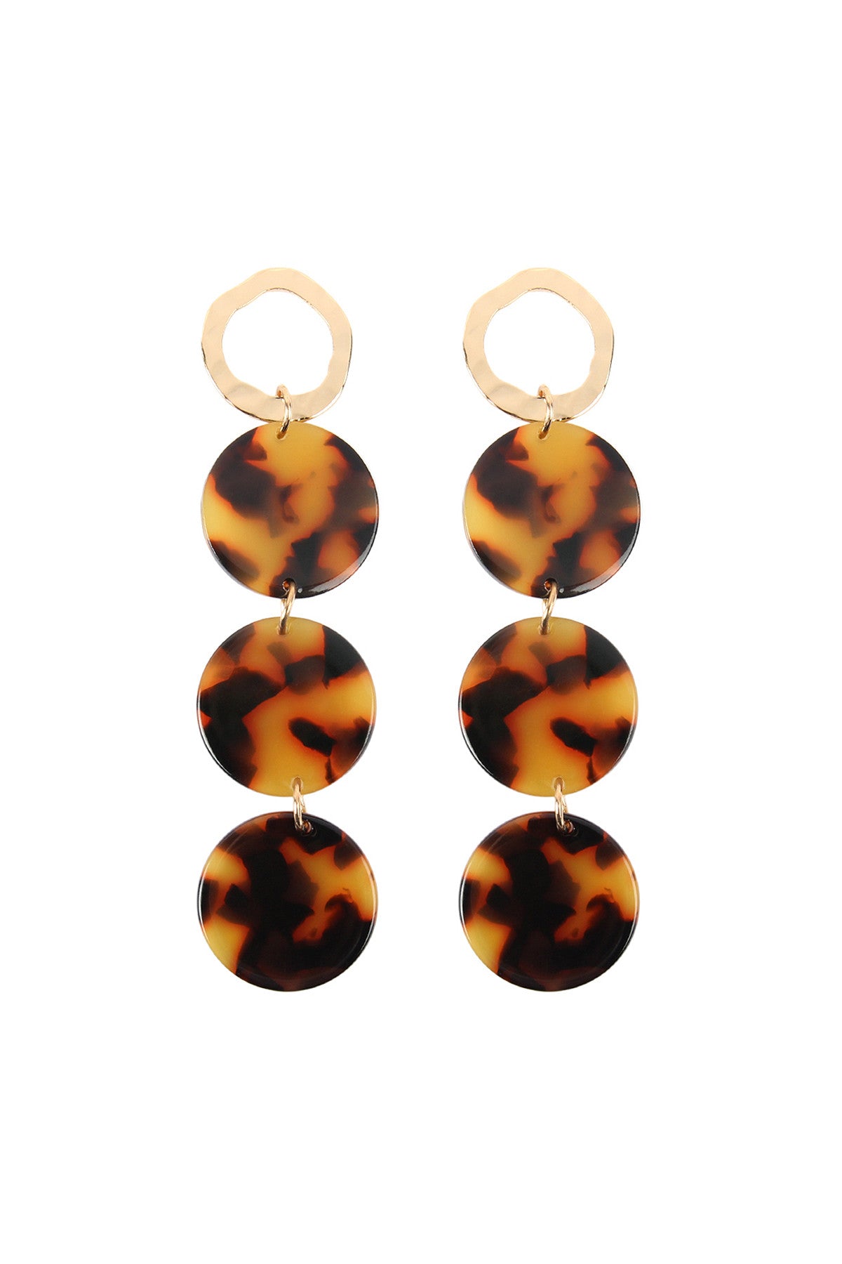 CAST 3 DANGLING CIRCLE TORTOISE ACETATE EARRINGS