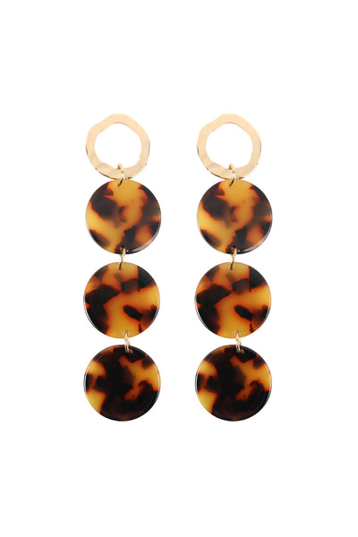 CAST 3 DANGLING CIRCLE TORTOISE ACETATE EARRINGS