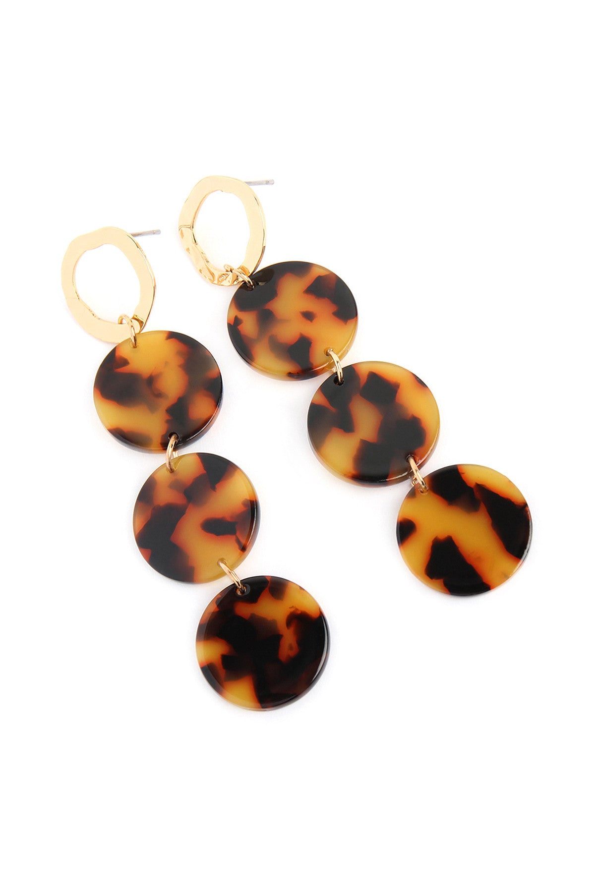 CAST 3 DANGLING CIRCLE TORTOISE ACETATE EARRINGS