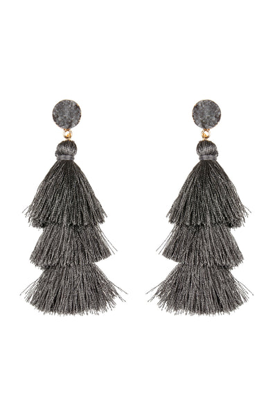 DRUZY POST TASSEL DROP EARRINGS