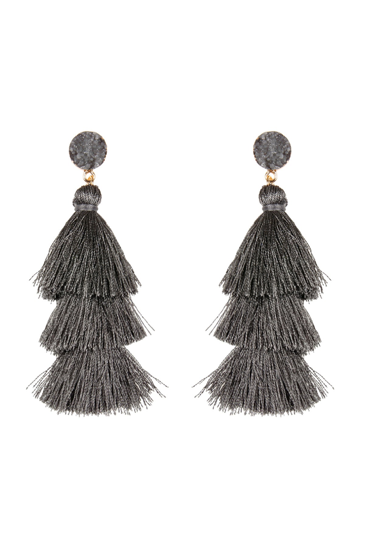 DRUZY POST TASSEL DROP EARRINGS