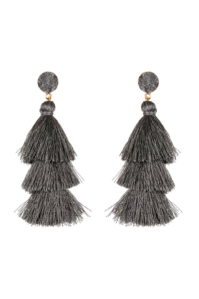 DRUZY POST TASSEL DROP EARRINGS