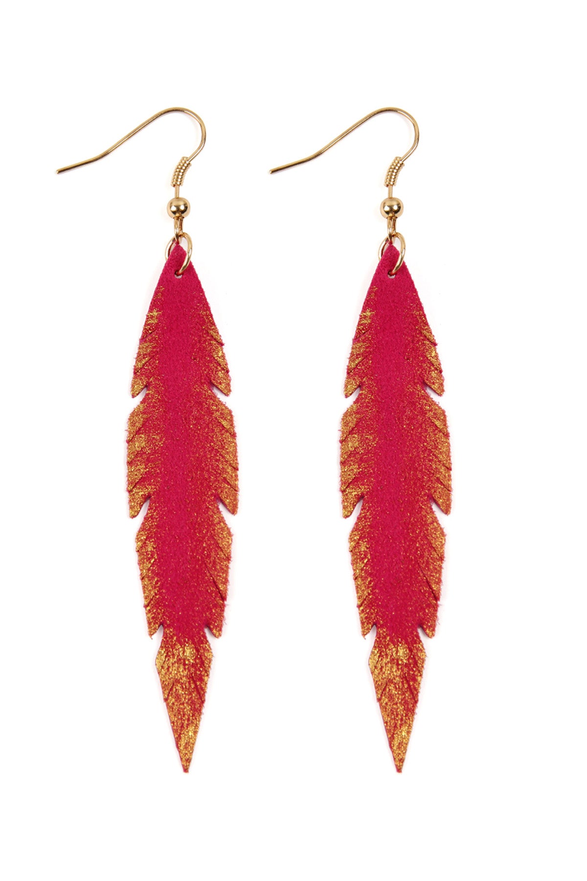 GRUNGE FEATHER SHAPE LEATHER EARRINGS