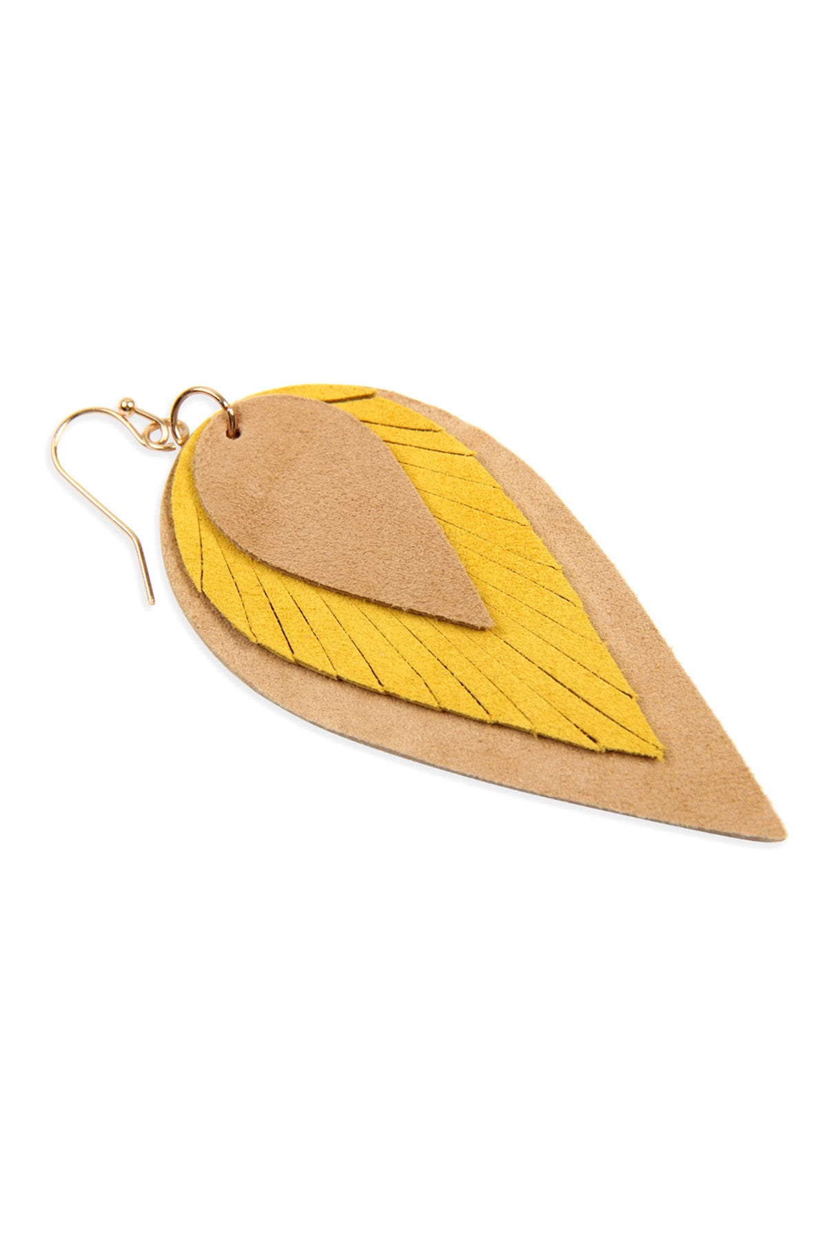 3 LAYERS LEATHER REVERSE TEARDROP EARRINGS