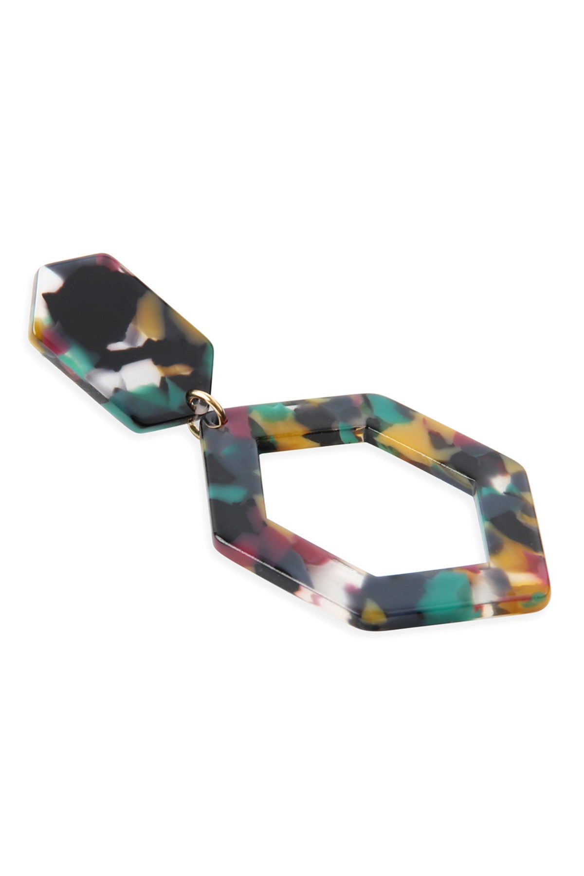 LINKED POLYGON TORTOISE ACETATE DROP EARRINGS